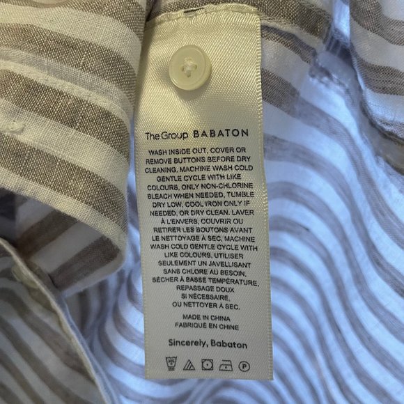 Aritzia Gray and White Striped Linen Button Down Shirt - Picture 6 of 11